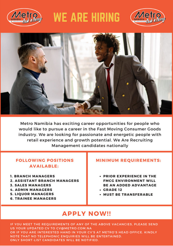Metro Namibia Vacancies 2025 PDF Download